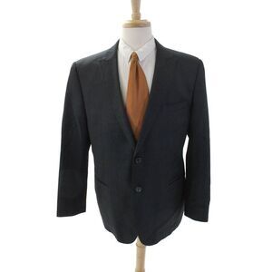 Tiglio Mens Plaid Two Button Wide Lapel Blazer Jacket Black Size 44 Regular